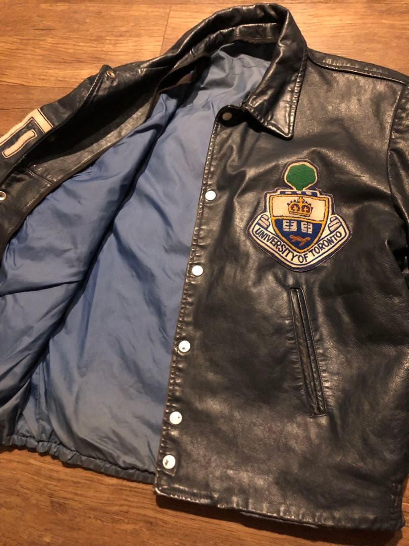 オールレザー スタジャン vintage ネイビー ボロ