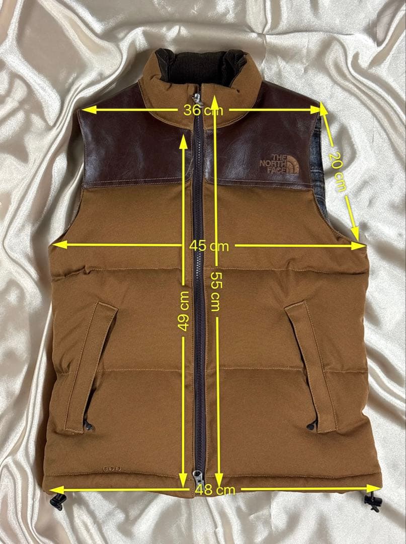 ジュンヤワタナベ　ノースフェイス　コラボ　レザー　　　ダウンベスト　ヌプシ　S