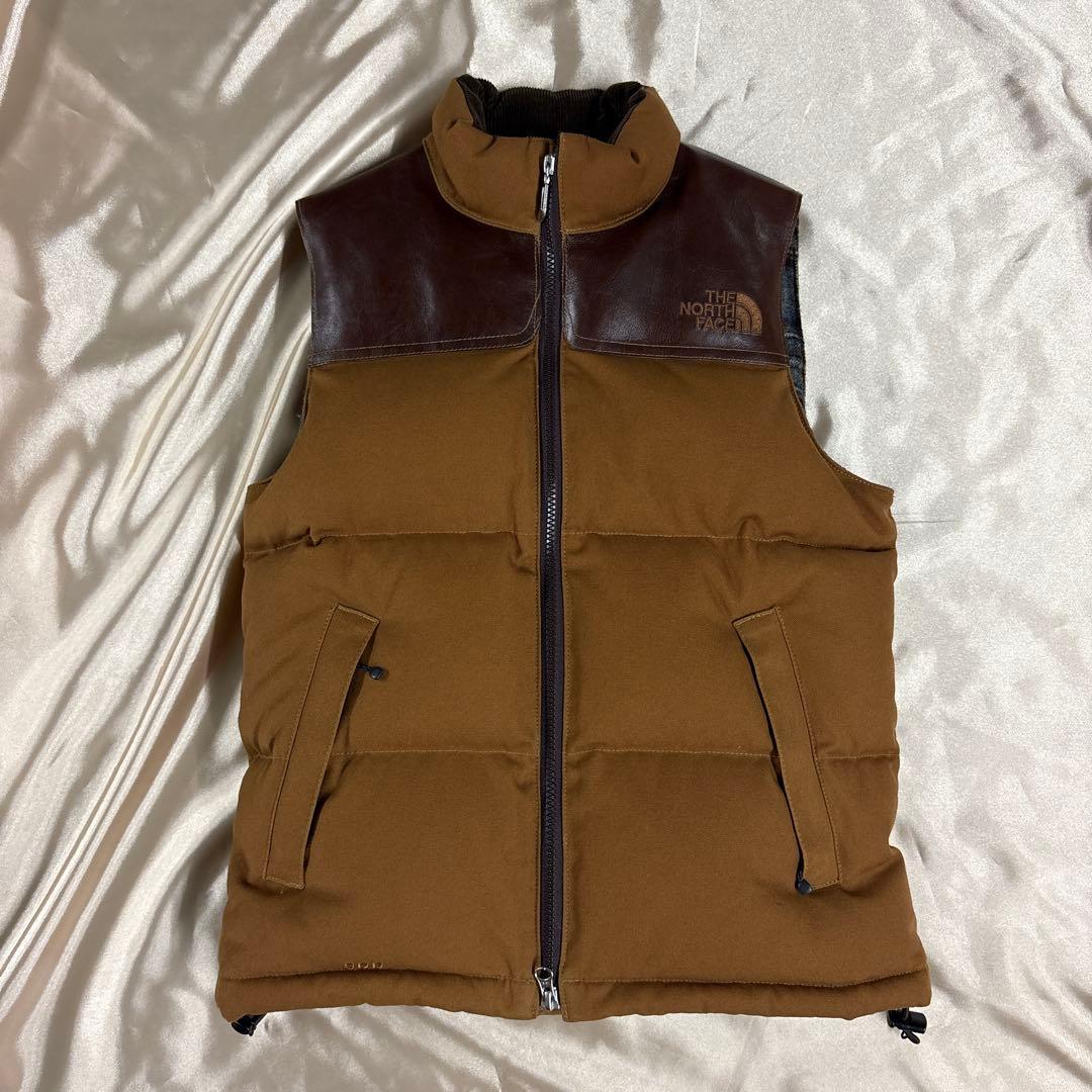 ジュンヤワタナベ　ノースフェイス　コラボ　レザー　　　ダウンベスト　ヌプシ　S