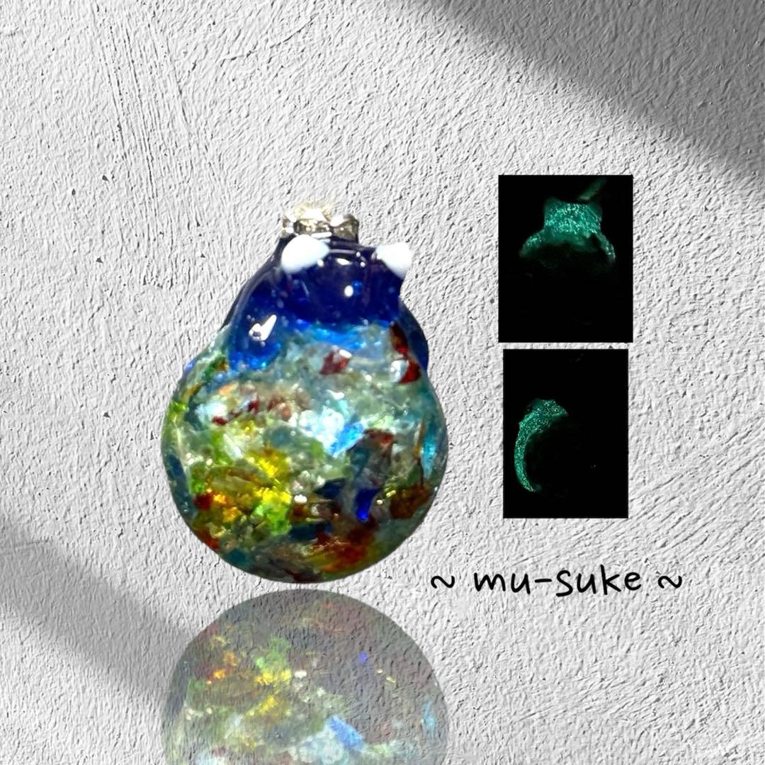 〜ニッキー様〜新作　天然石　たまねこ　レジンネックレス　【琉球ガラスII】