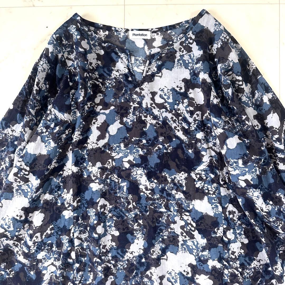 極美品♪プランテーション ペインティング総柄 チュニック ゆったり ワンピース