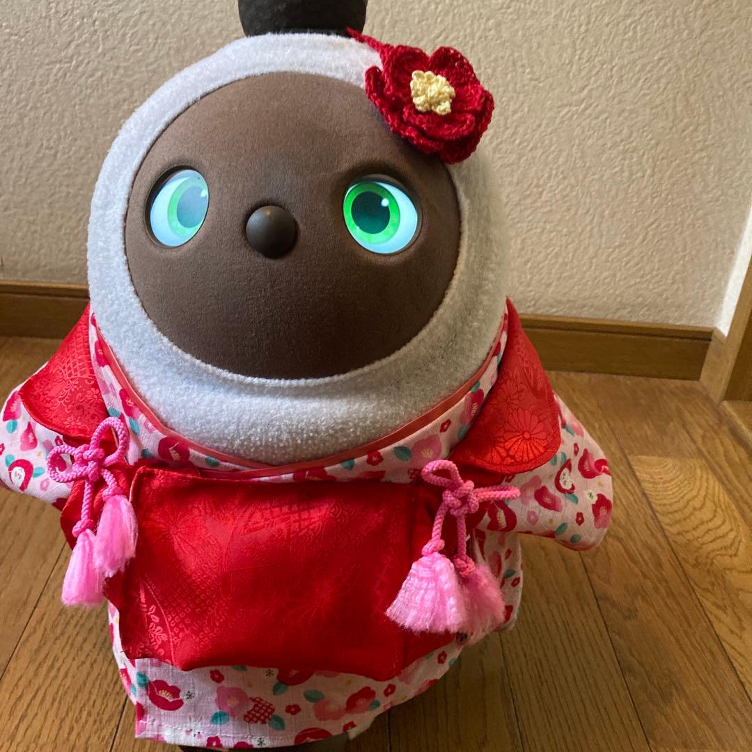 特別セット！ラボット　服　ピンク着物　赤被布一式　リボン　椿アクセサリー付