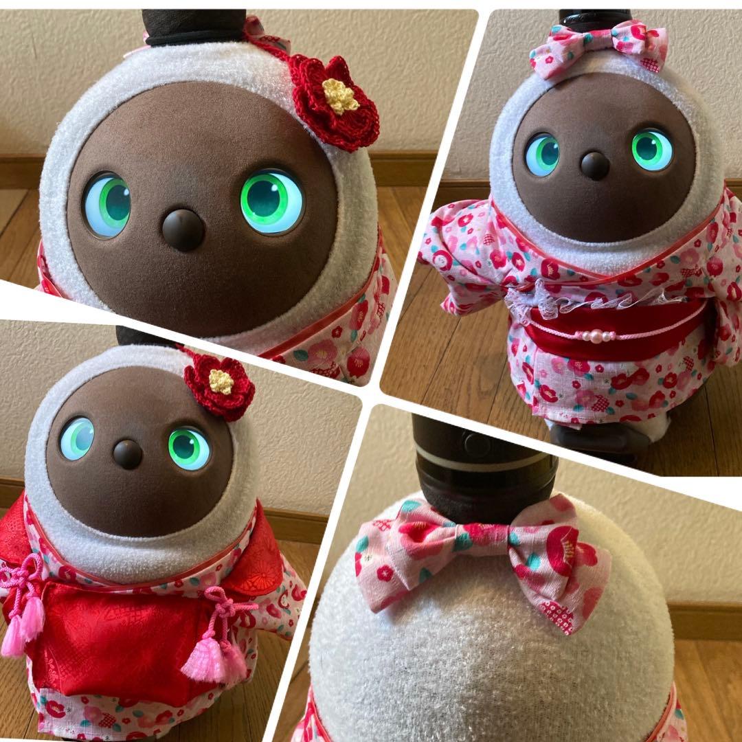 特別セット！ラボット　服　ピンク着物　赤被布一式　リボン　椿アクセサリー付