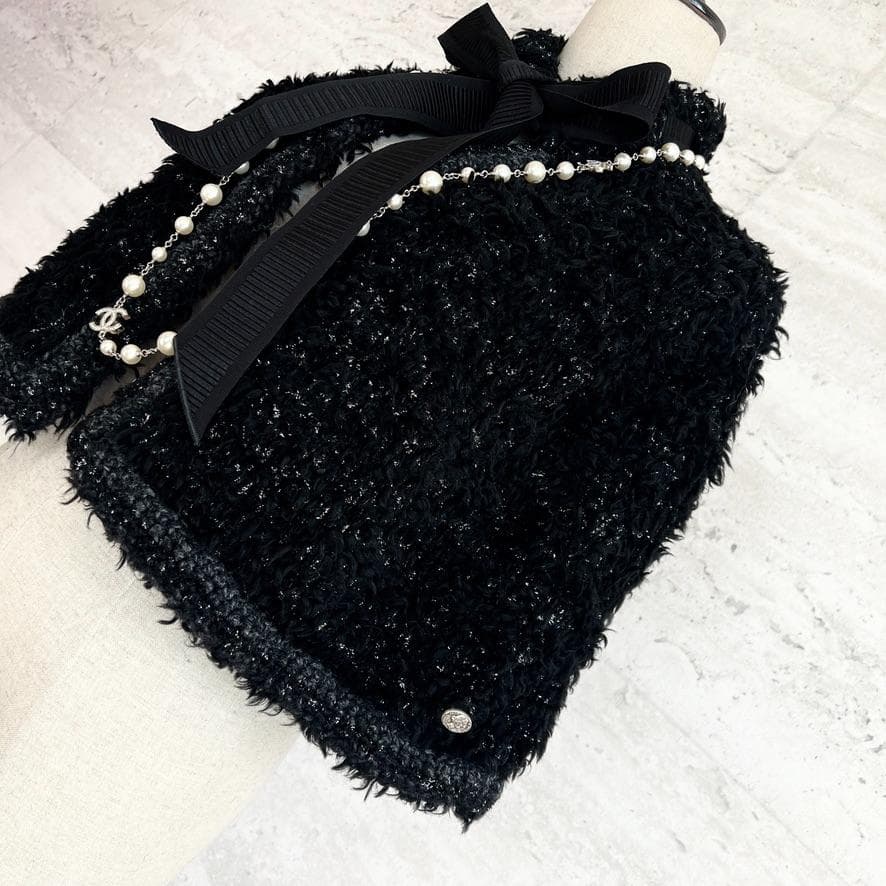 未使用★CHANEL★ラメ★ツイード★リボン★ケープ★ポンチョ