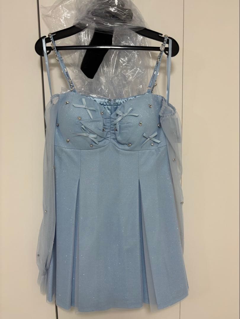 ROBE de FLEURS オフショルリボンシアースリーブフレアミニドレス新品