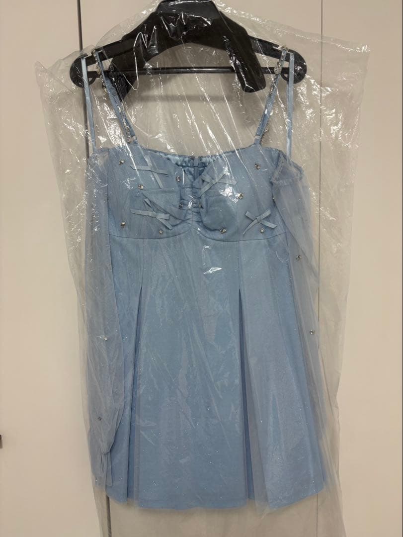 ROBE de FLEURS オフショルリボンシアースリーブフレアミニドレス新品