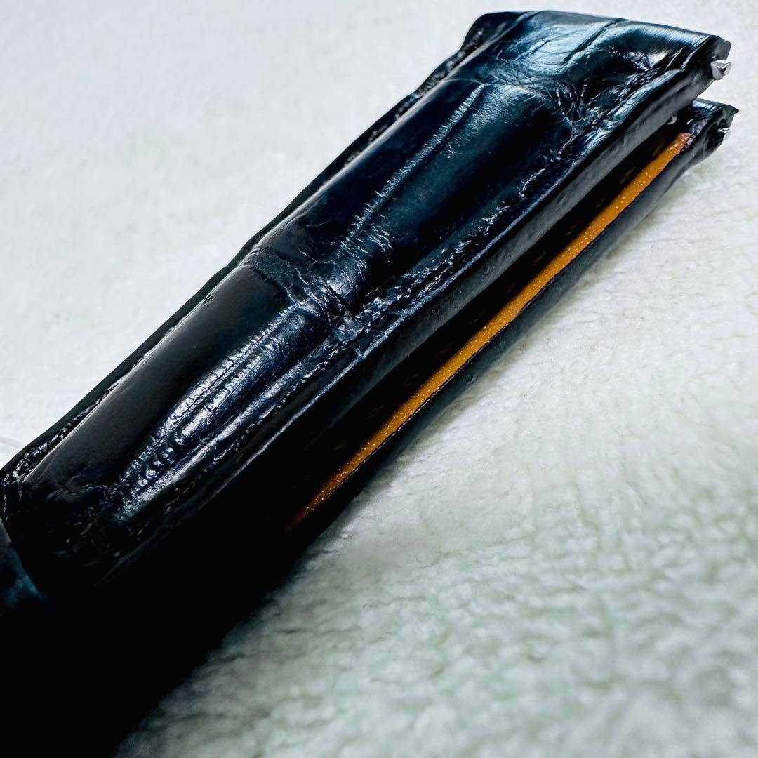 2037#19mm-16mmブラック★本物クロコダイルレザーベルト★スイス製