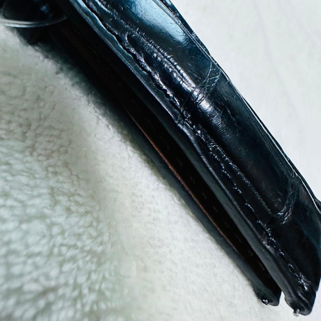 2037#19mm-16mmブラック★本物クロコダイルレザーベルト★スイス製