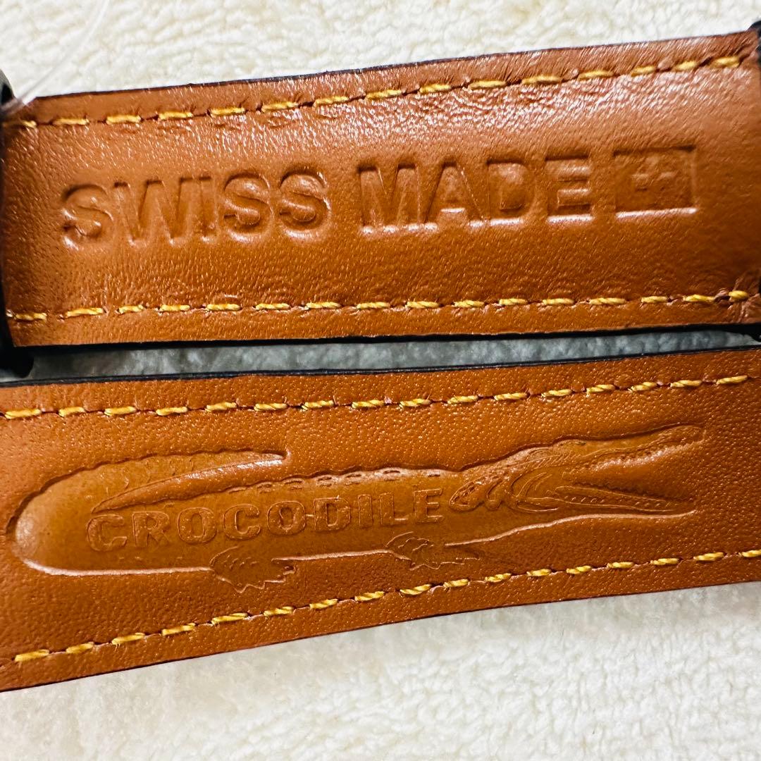 2037#19mm-16mmブラック★本物クロコダイルレザーベルト★スイス製