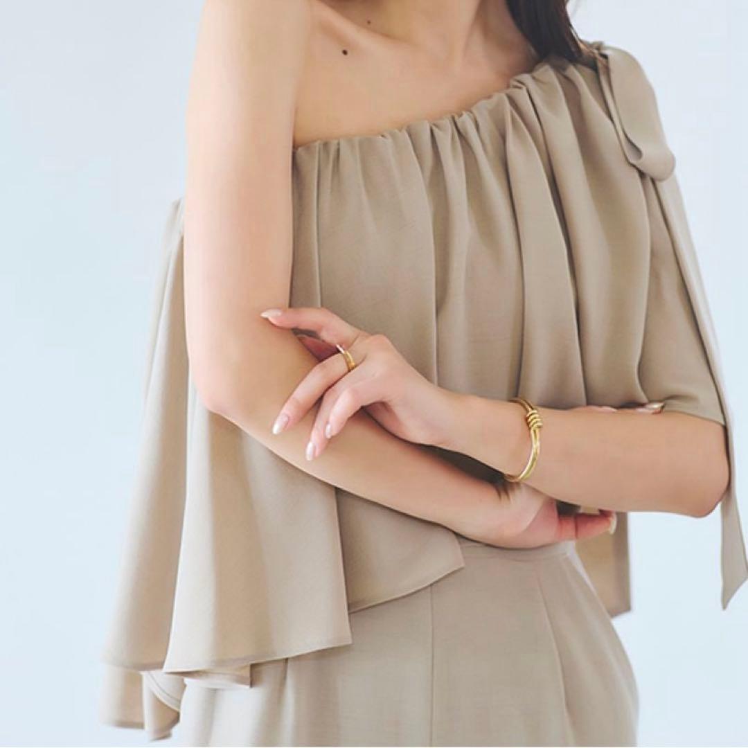 アニュアンス anuans ワンショル フリル オールインワン S ベージュ