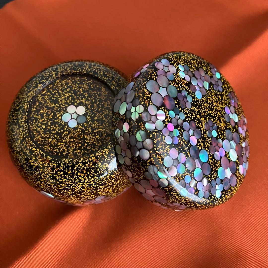 茶道具 谷俊成造 乾漆螺鈿梅鉢文棗 共箱