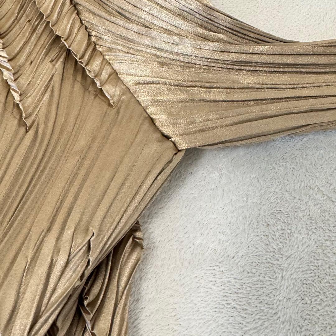 極美品✨ISSEY MIYAKE 変形　立体　プリーツ　ジャケット　ゴールド