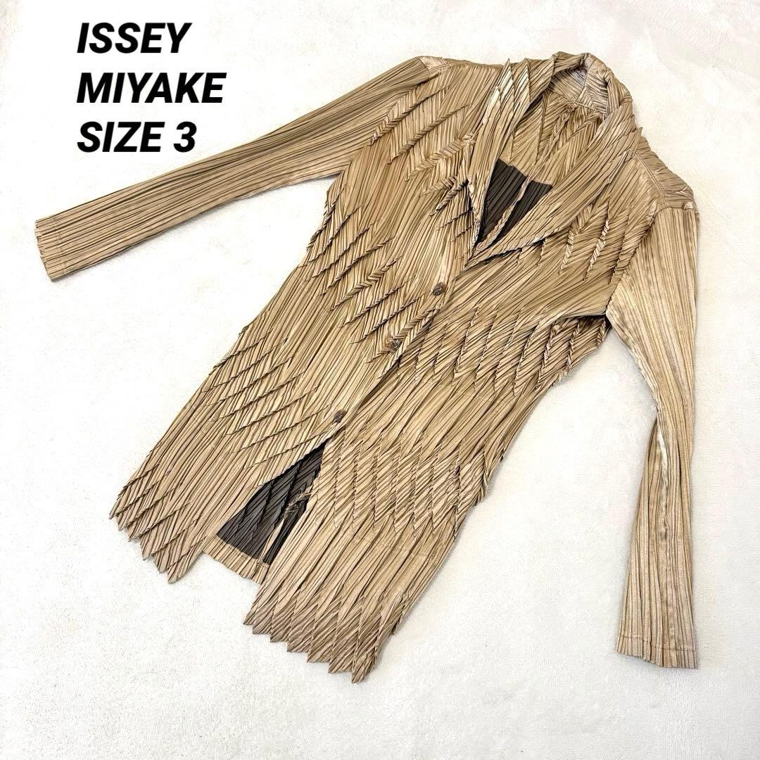 極美品✨ISSEY MIYAKE 変形　立体　プリーツ　ジャケット　ゴールド