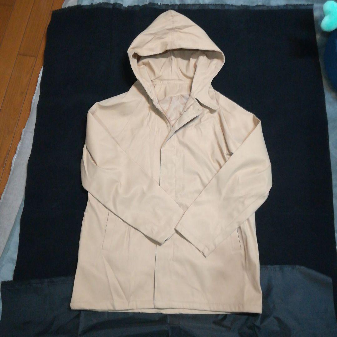 ベージュ フード付きジャケット ミディ丈