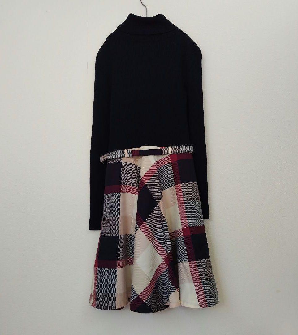 【専用】バーバリーブルーレーベル ニット ドッキング チェック ワンピース 38
