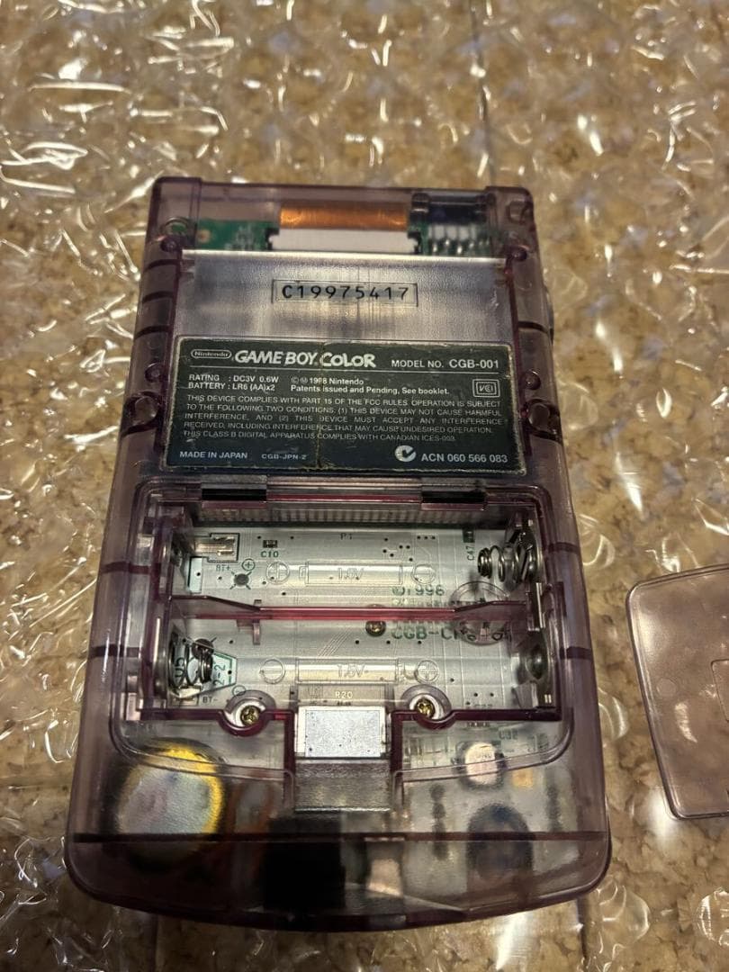 動作品 清掃済 ゲームボーイカラー クリアパープル 本体 CGB-001 GBC