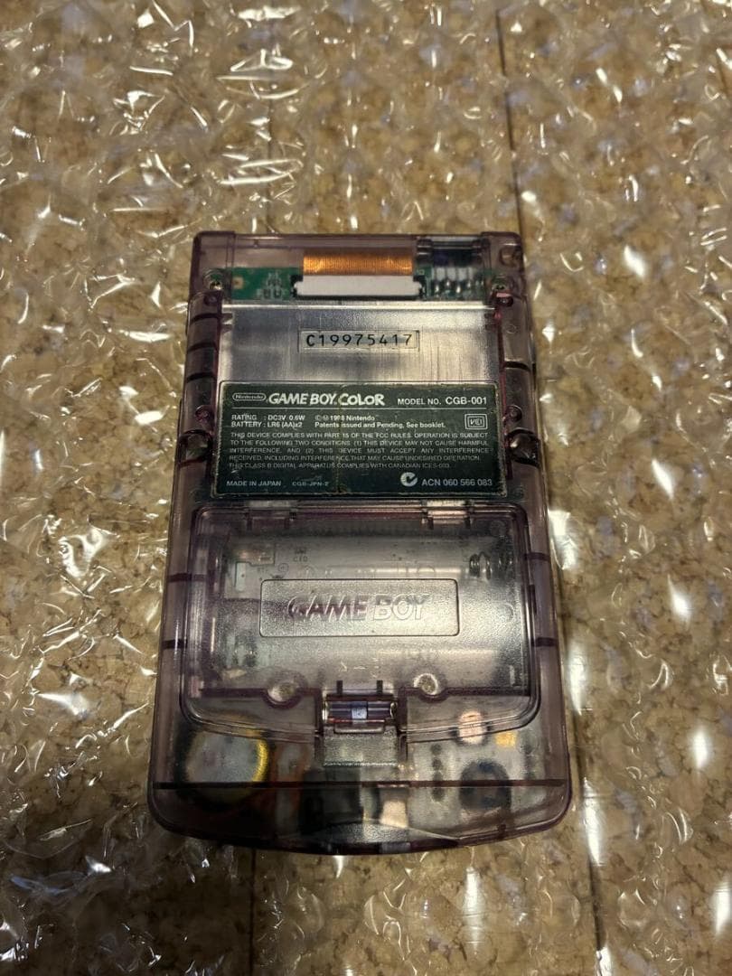 動作品 清掃済 ゲームボーイカラー クリアパープル 本体 CGB-001 GBC