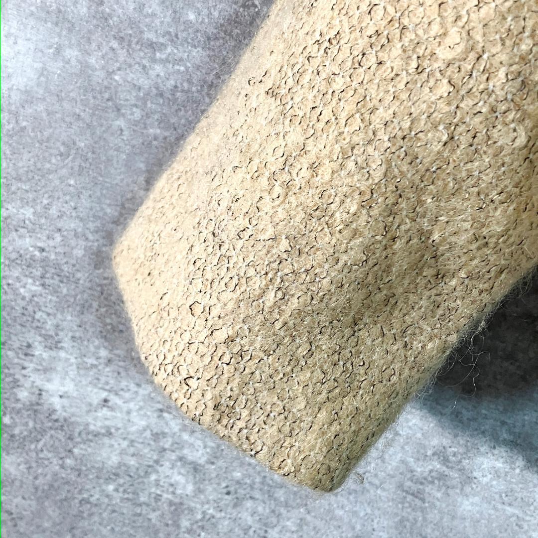 non non dorl　ノーカラー　ツイードジャケット　イエロー　花　ビーズ