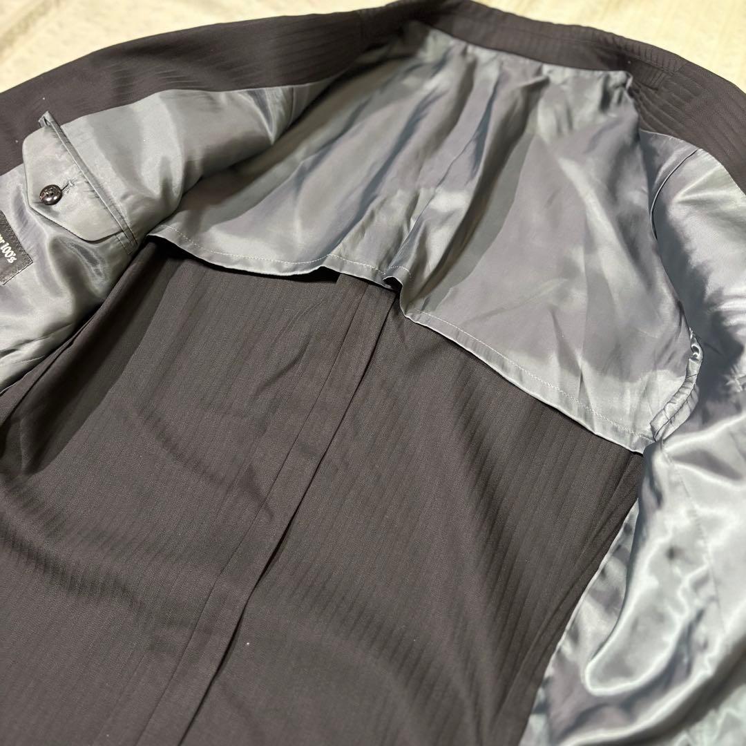 ⭐︎最高級　タケオキクチ　super 100　セットアップ　ストライプ　ブラック