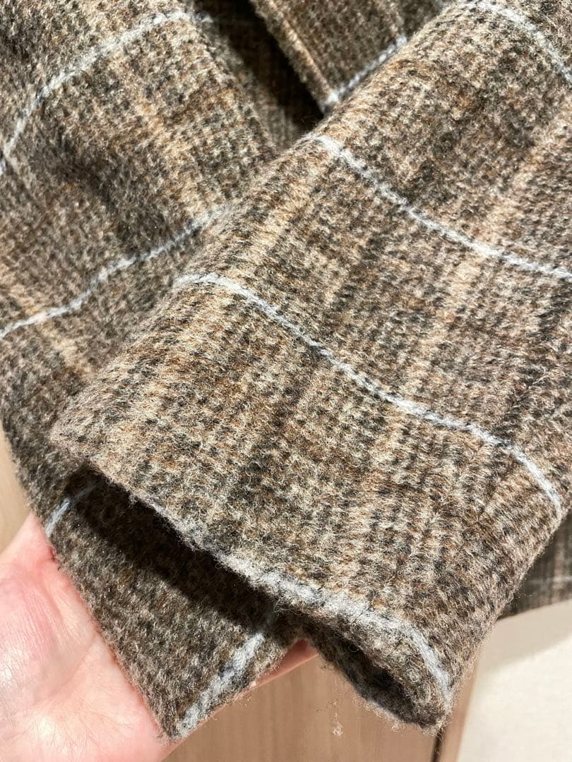 本日限定セール　SHIPS スライバーチェックショートPコート　38