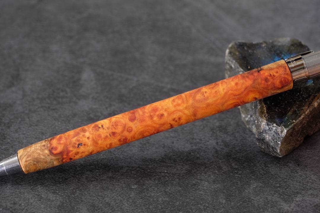 PG5木軸カスタム0216　高村杢工房 製図用シャープペンシル　花梨瘤　紅白