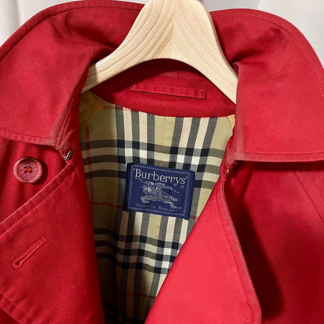 バーバリー トレンチコート ダブル ベルト 8 EXL M レッド ノバチェック