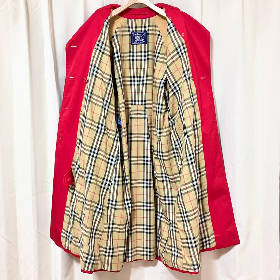バーバリー トレンチコート ダブル ベルト 8 EXL M レッド ノバチェック