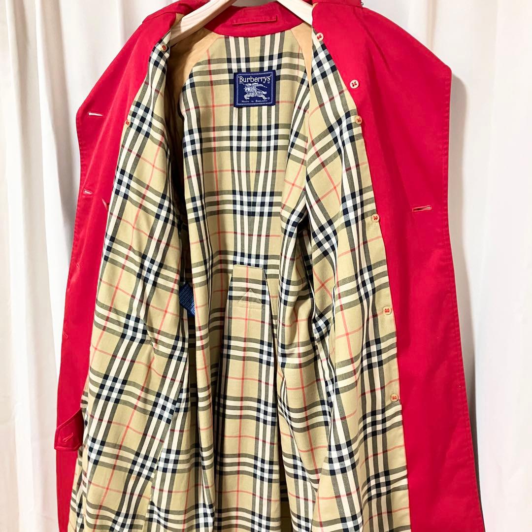 バーバリー トレンチコート ダブル ベルト 8 EXL M レッド ノバチェック