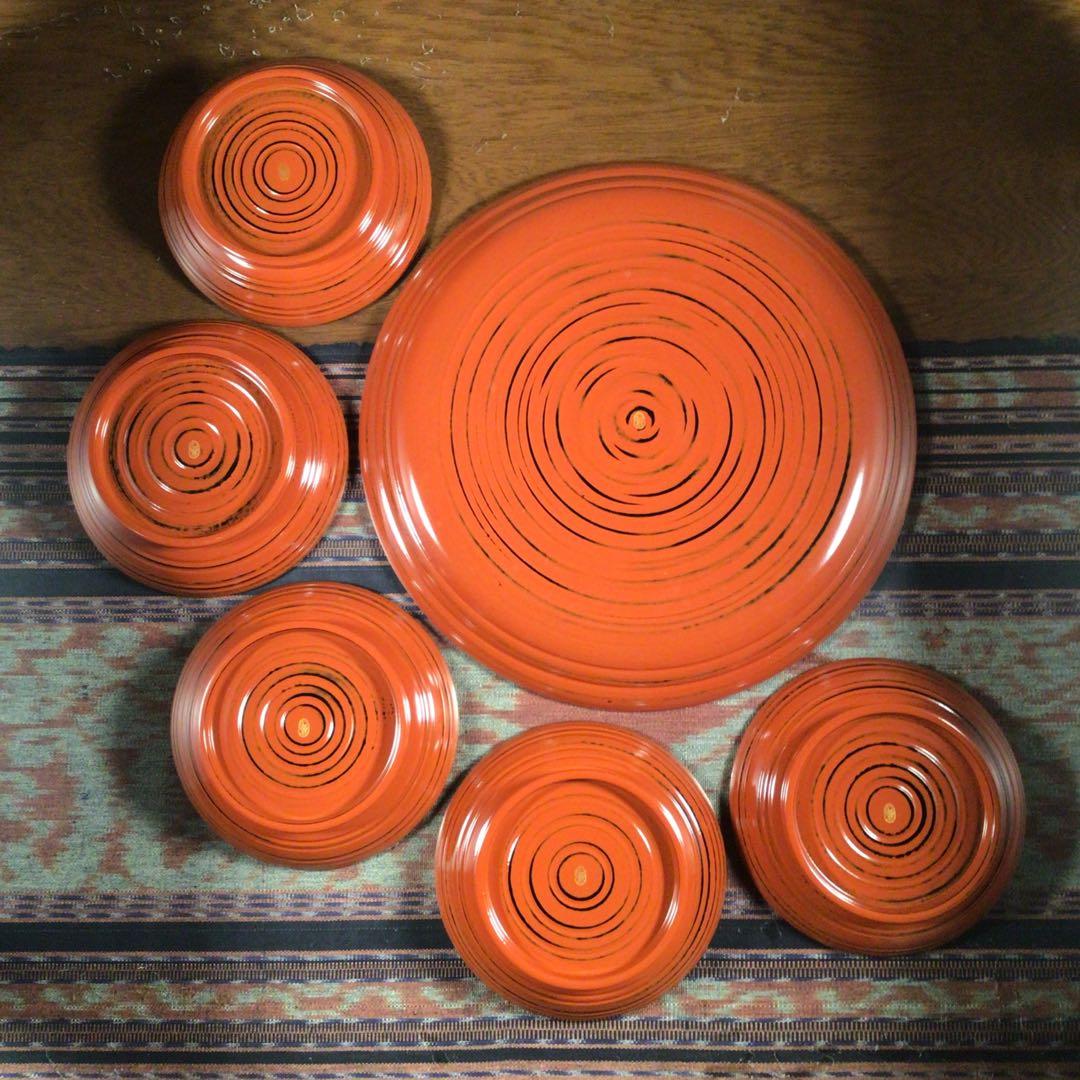 『メルうー特価』　象彦　脚付き　銘々皿　5枚　丸盆