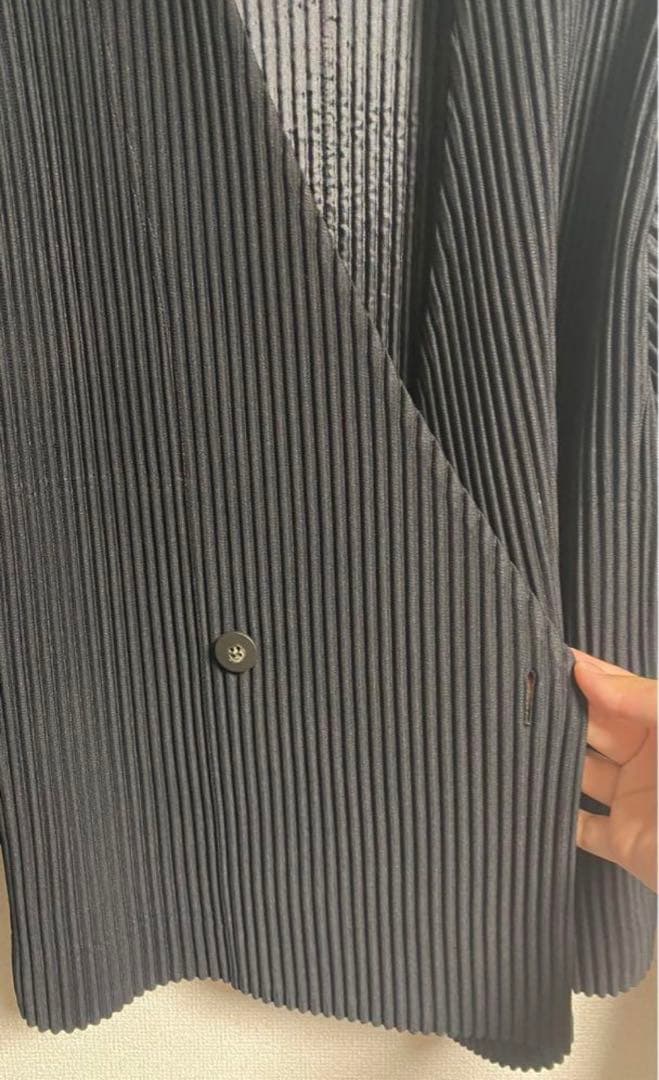 homme plisse issey miyake ノーカラーダブルジャケット