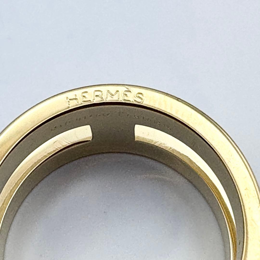 【美品・箱付】HERMES エルメス スカーフリング ゴールド Hロゴ 正規品
