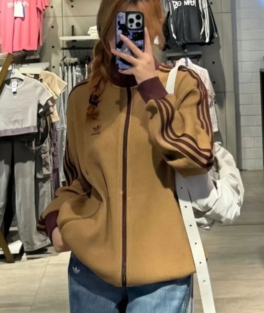 【海外限定カラー】adidas トラックトップ　ワッフルニット　Ｌサイズ