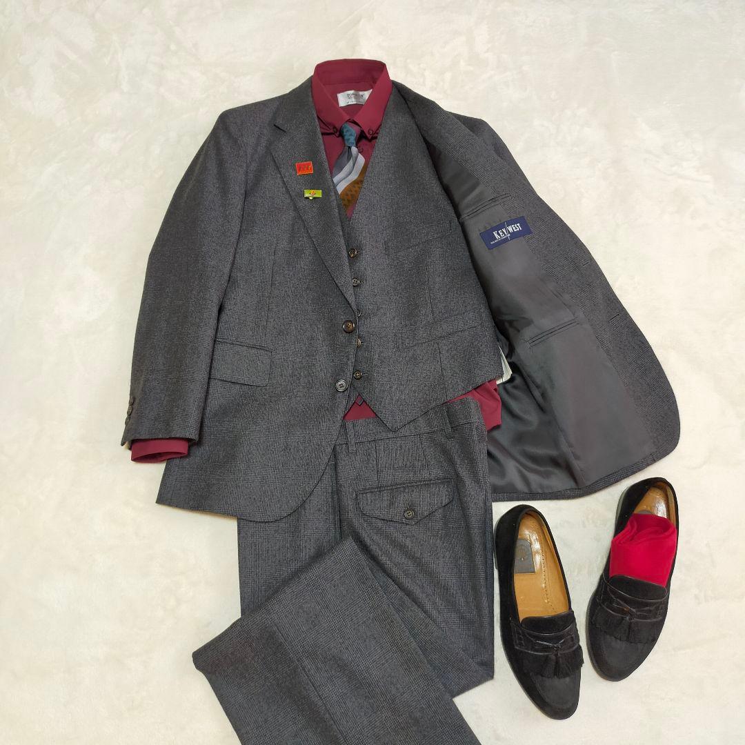 美品　80S 90S　ジャパンヴィンテージ　グレンチェック　スリーピーススーツ