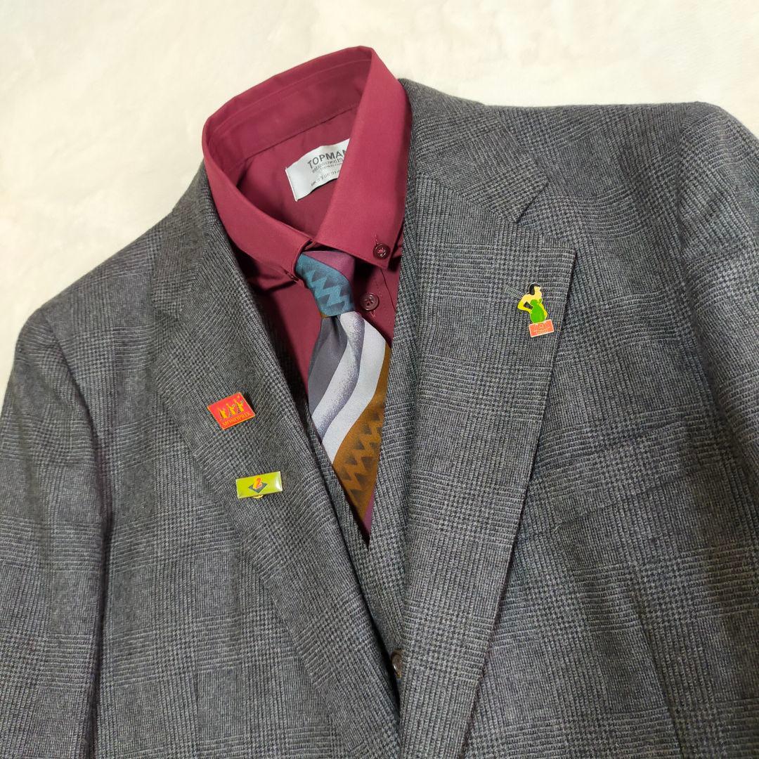 美品　80S 90S　ジャパンヴィンテージ　グレンチェック　スリーピーススーツ