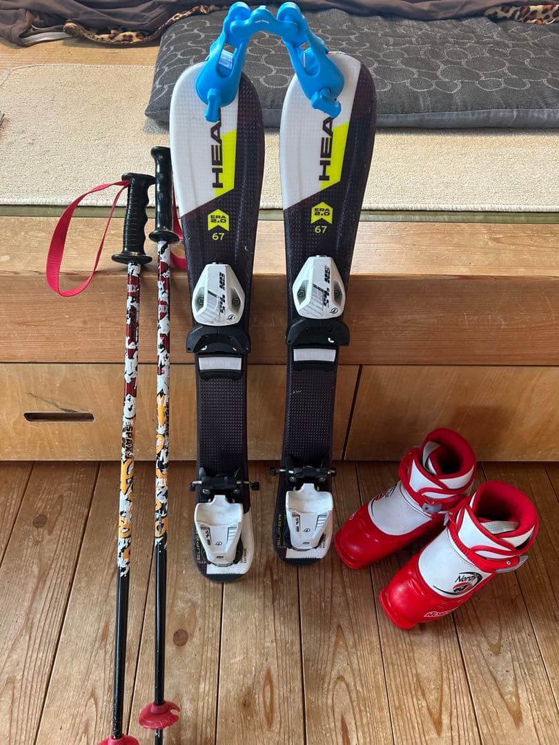HEAD スキー板67㎝、ブーツ、ストック、スキーウェアセット　子供用