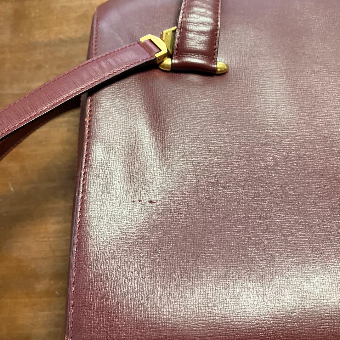 Cartier バーガンディ レザートートバッグ
