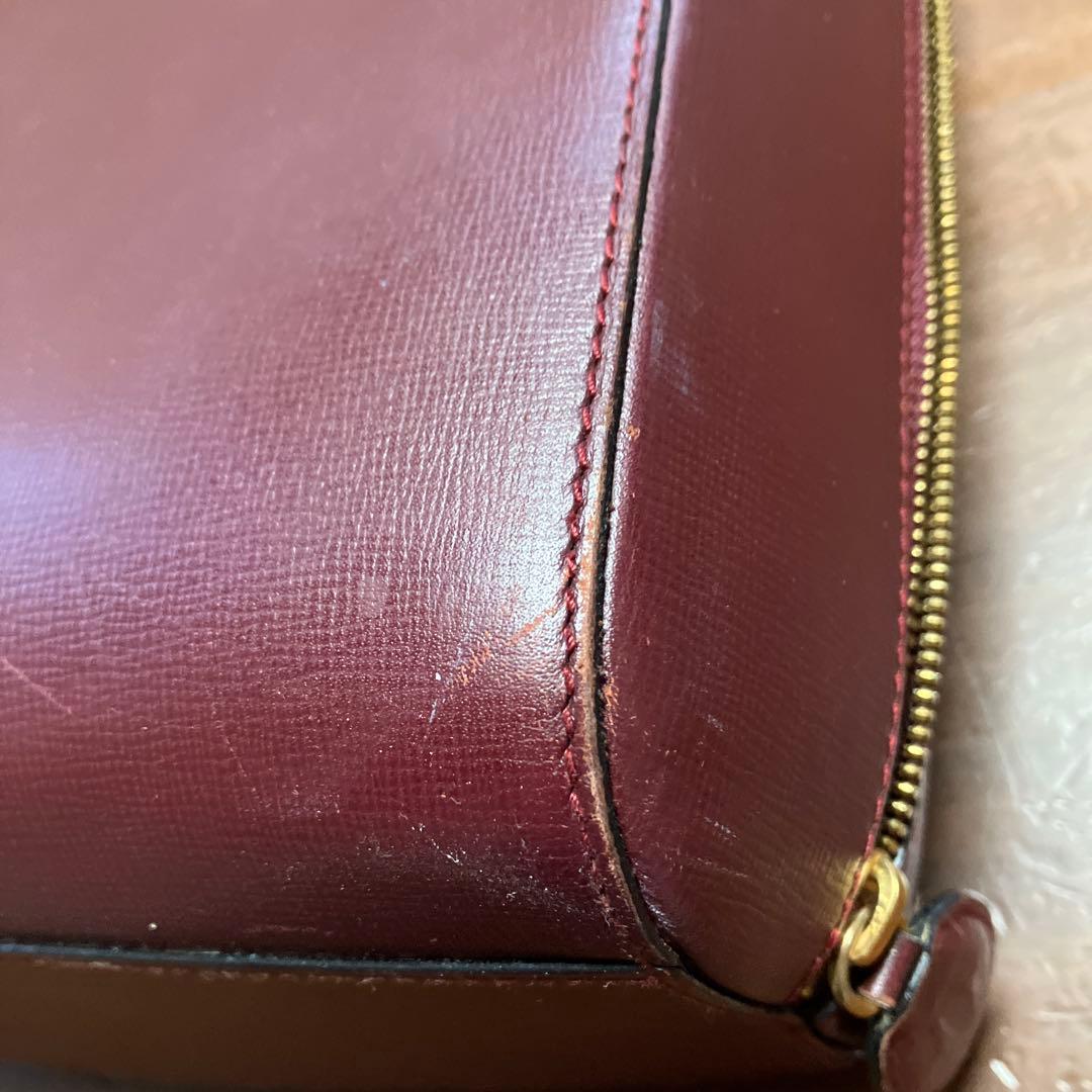 Cartier バーガンディ レザートートバッグ