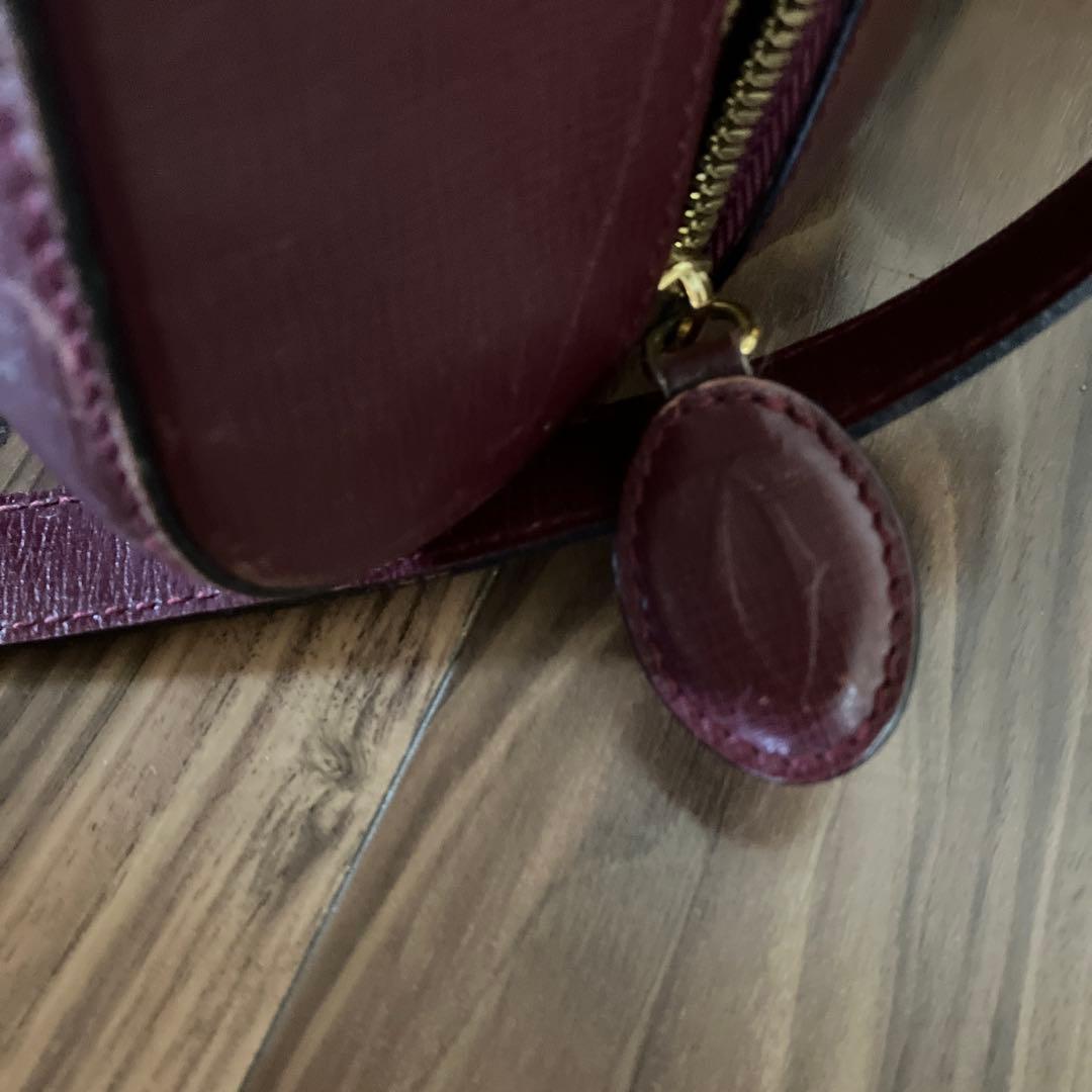 Cartier バーガンディ レザートートバッグ