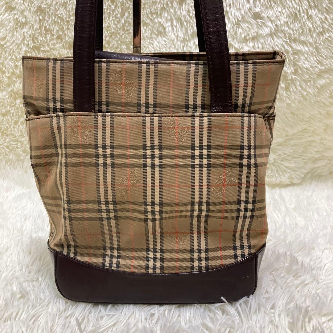 バーバリー　トートバッグ　ゴールドチャーム付き　ノバチェック　シャドーホース
