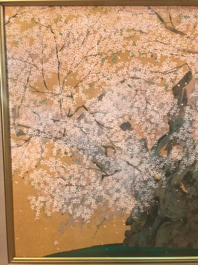 TUSAさま専用　中島千波「山高神代桜」 岩絵具方式複製画　作品証明シール有り