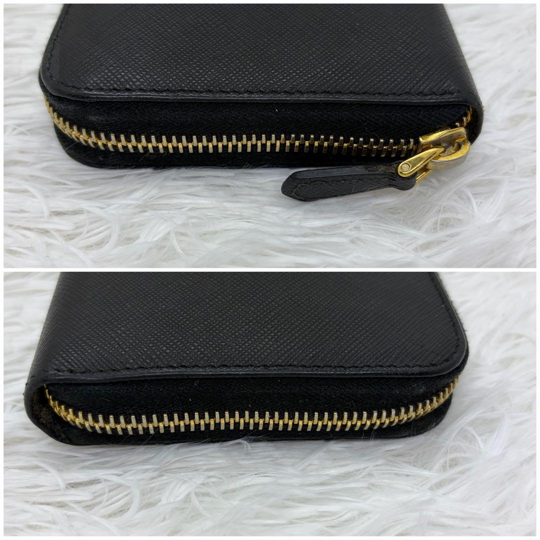 極美品✨プラダ　長財布　ラウンドファスナー　三角ロゴ　レザー　サフィアーノ 黒