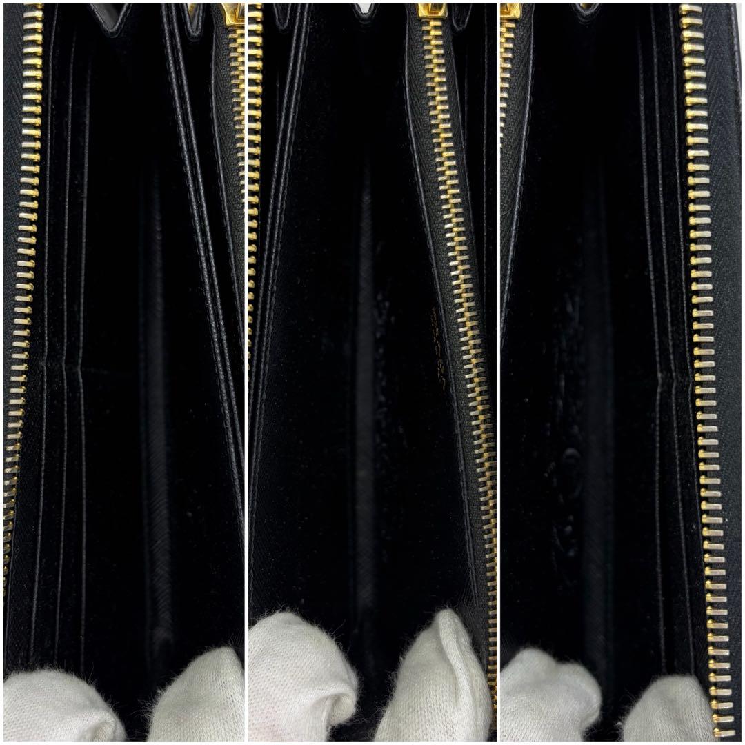 極美品✨プラダ　長財布　ラウンドファスナー　三角ロゴ　レザー　サフィアーノ 黒