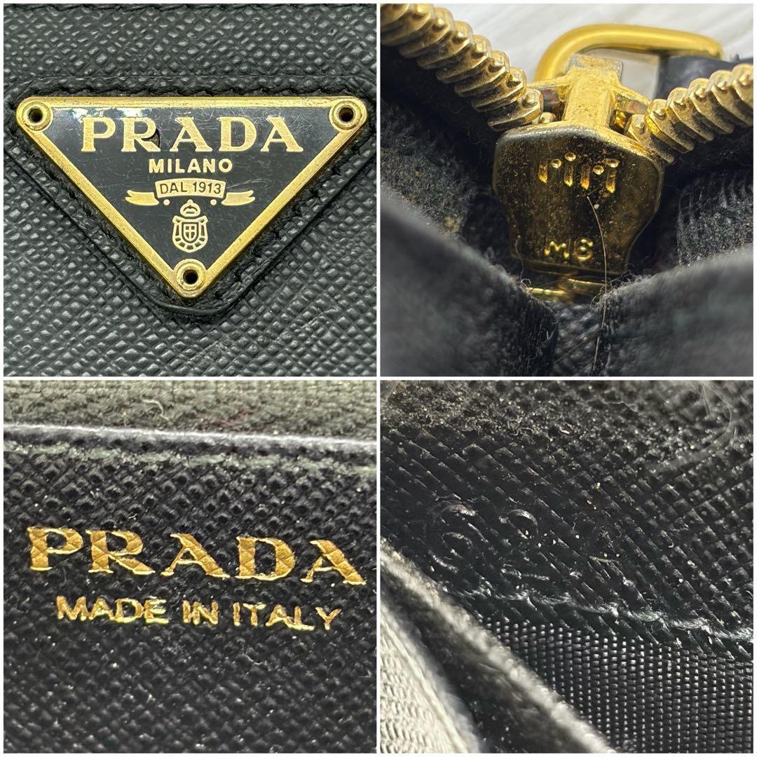 極美品✨プラダ　長財布　ラウンドファスナー　三角ロゴ　レザー　サフィアーノ 黒
