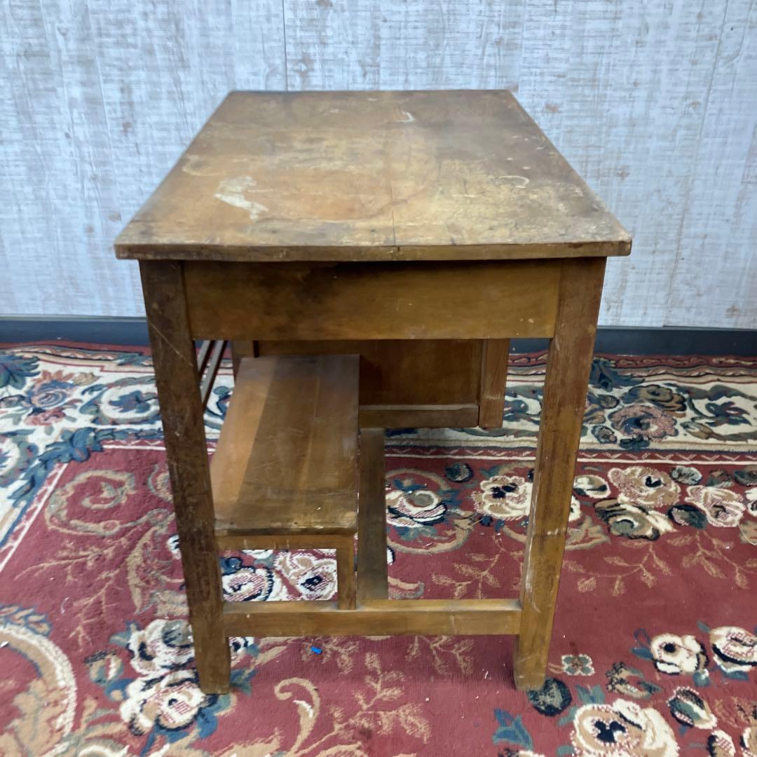 昭和レトロ 古家具 木製 片袖 書斎机 勉強机 文机 古道具古民家 ワークデスク