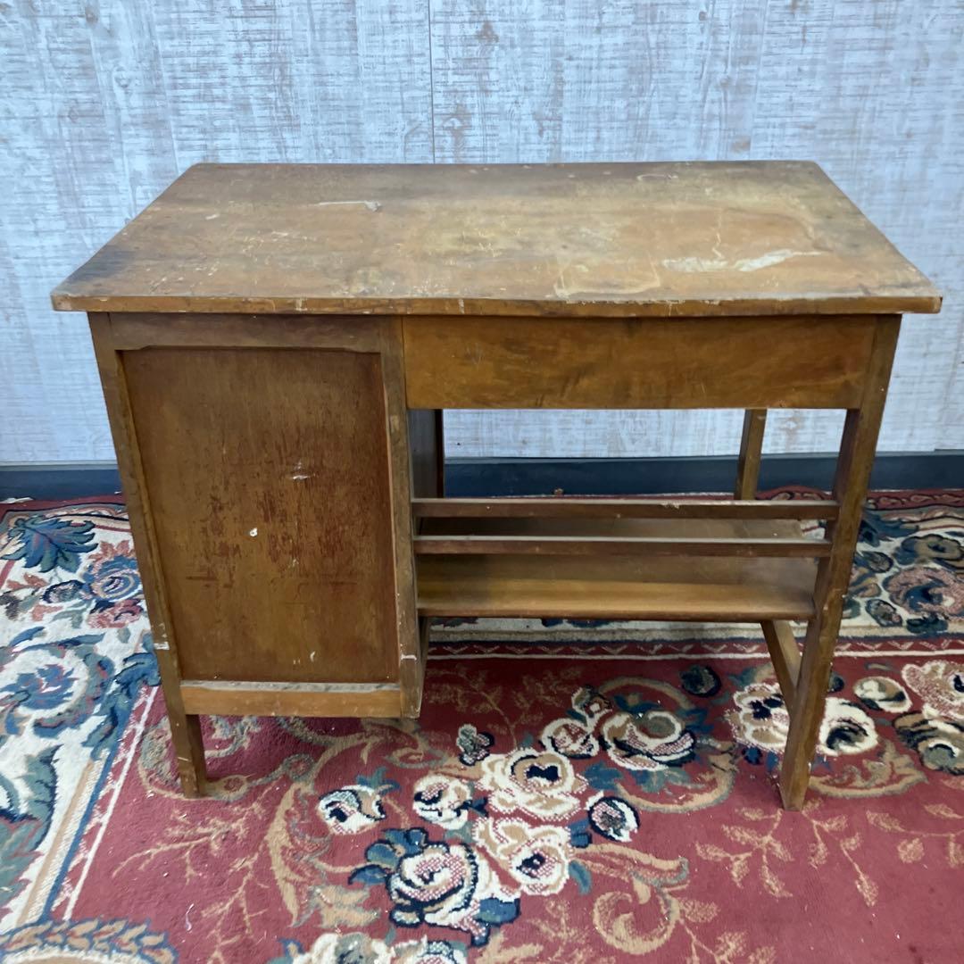 昭和レトロ 古家具 木製 片袖 書斎机 勉強机 文机 古道具古民家 ワークデスク