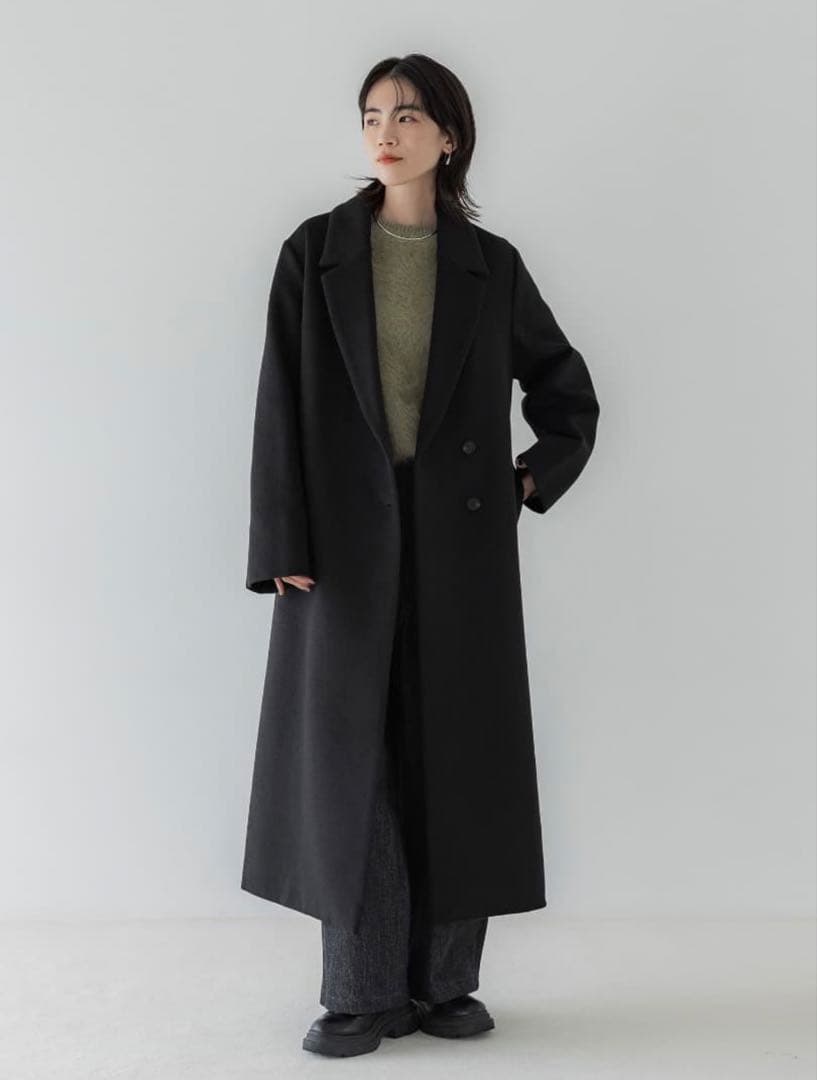 crewre アジャスタブルウールロングコート 黒 ブラック サイズ1 sサイズ