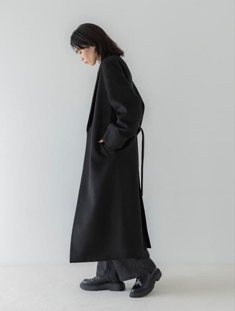 crewre アジャスタブルウールロングコート 黒 ブラック サイズ1 sサイズ