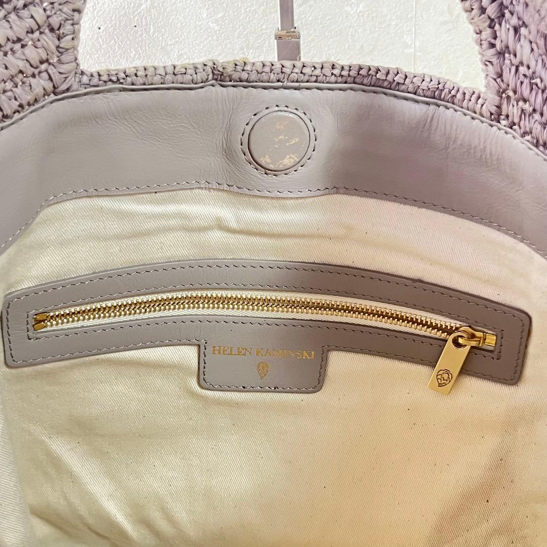 HELEN KAMINSKI ラフィアバッグ カゴバッグ レザーハンドル　グレー