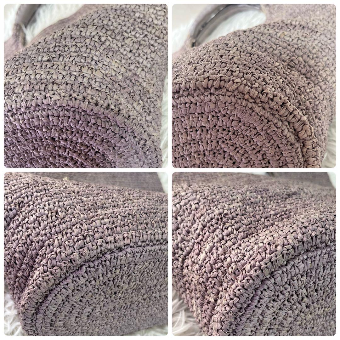 HELEN KAMINSKI ラフィアバッグ カゴバッグ レザーハンドル　グレー