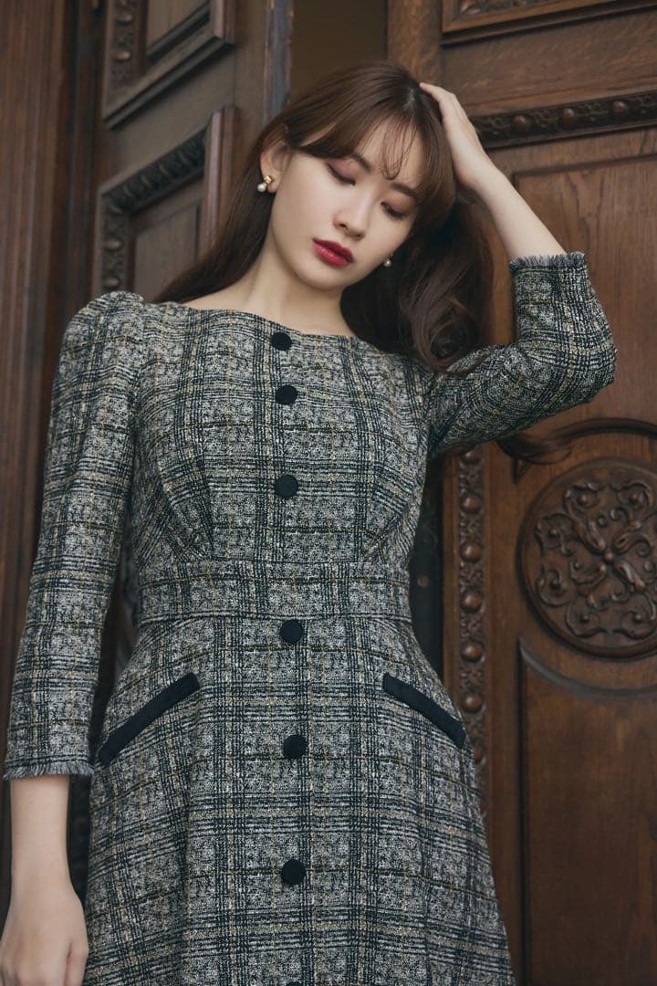 ワンピース Herlipto Classic Tweed Midi Dress